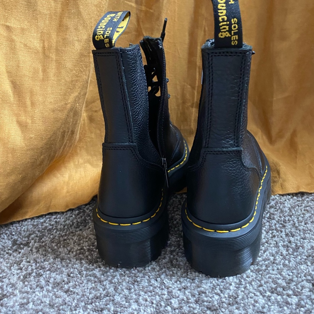 Dr. Martens Jadon III Black Pisa Leather Platform Boots - Picture 5 of 12
